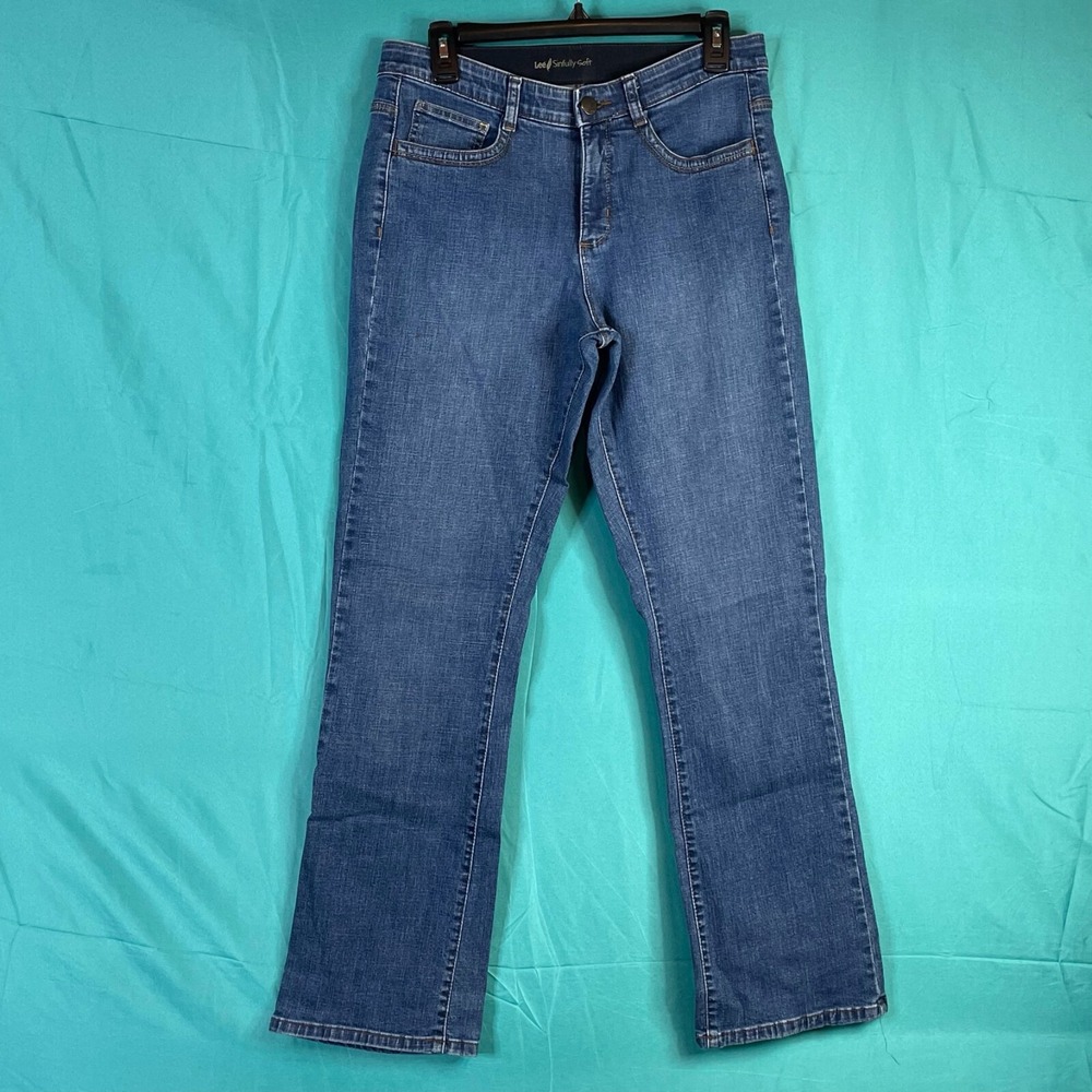 Lee Sinfully Soft Womens‎ Medium Wash Blue Straight Leg Jeans Mid Rise Size 10M